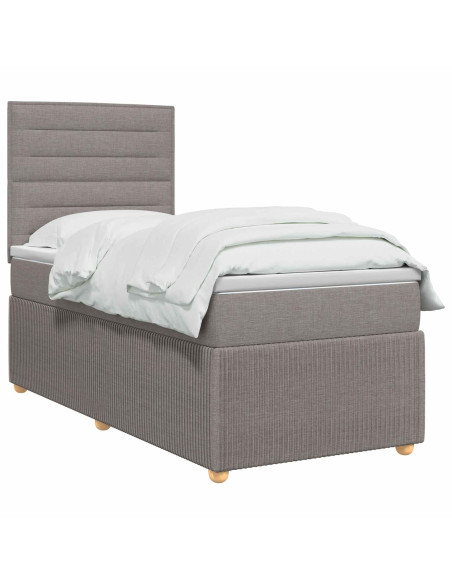 Letto box spring con materasso Tortora 100 x 200 cm Tessuto