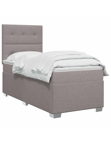 Letto box spring con materasso Tortora 100 x 200 cm Tessuto
