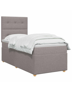 Letto box spring con materasso Tortora 100 x 200 cm Tessuto 2