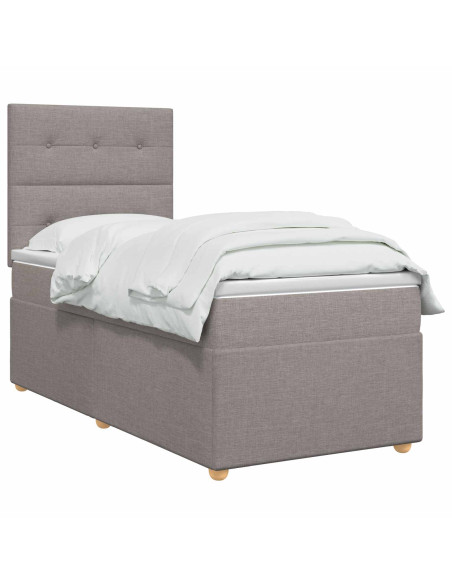Letto box spring con materasso Tortora 100 x 200 cm Tessuto