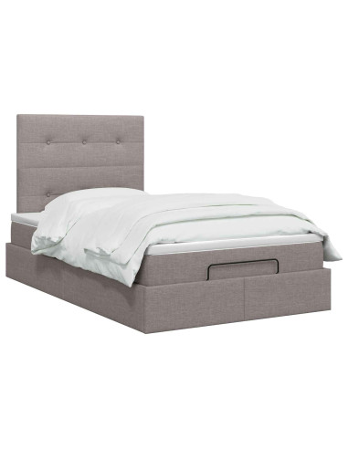Letto ottomano con materasso Tortora 120 x 190 cm Tessuto