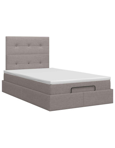 Letto ottomano con materasso Tortora 120 x 190 cm Tessuto