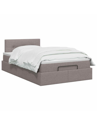 Letto ottomano con materasso Tortora 120 x 200 cm Tessuto
