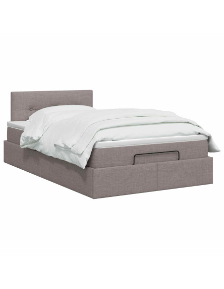 Letto ottomano con materasso Tortora 120 x 200 cm Tessuto