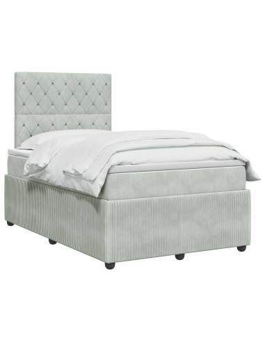 Letto Box Spring LED con Materasso Grigio Chiaro 120 x 200 cm