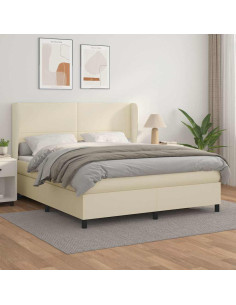 Giroletto a Molle con Materasso Crema 160x200 cm in Similpelle