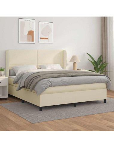Giroletto a Molle con Materasso Crema 160x200 cm in Similpelle