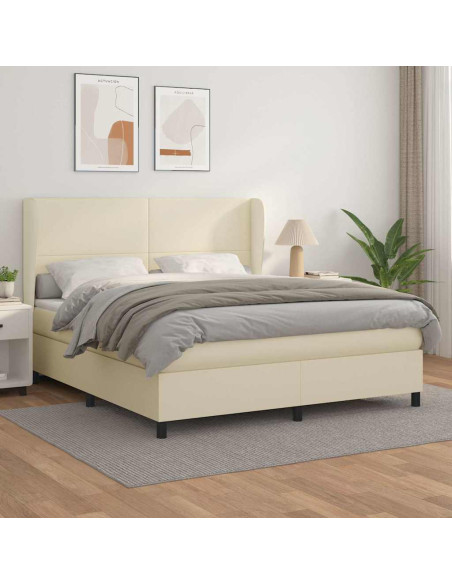 Giroletto a Molle con Materasso Crema 160x200 cm in Similpelle