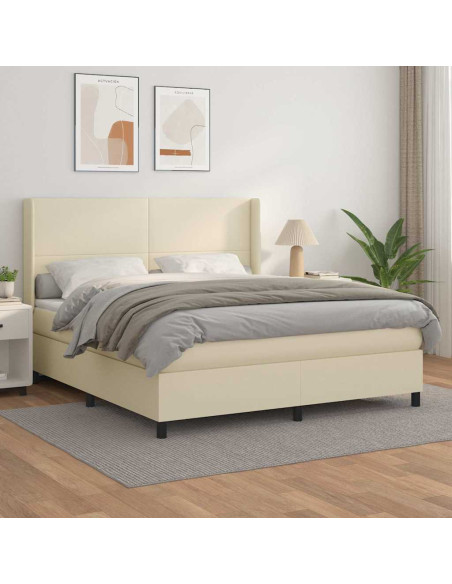 Giroletto a Molle con Materasso Crema 160x200 cm in Similpelle