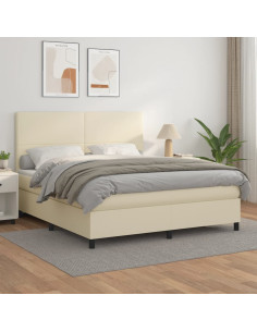 Giroletto a Molle con Materasso Crema 160x200 cm in Similpelle