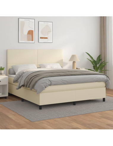 Giroletto a Molle con Materasso Crema 160x200 cm in Similpelle