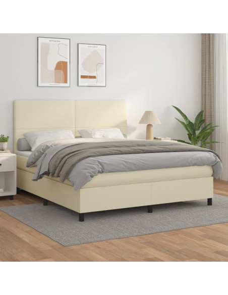 Giroletto a Molle con Materasso Crema 160x200 cm in Similpelle