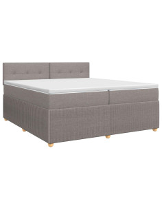 Letto box spring con materasso Tortora 200 x 200 cm Tessuto
