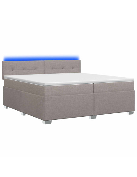 Letto con Box Spring, Materasso e LED Tortora 200 x 200 cm