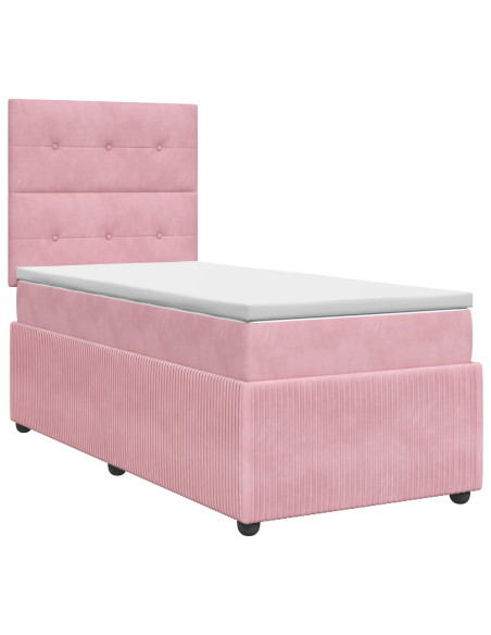 Letto box spring con materasso Rosa 90 x 190 cm Velluto