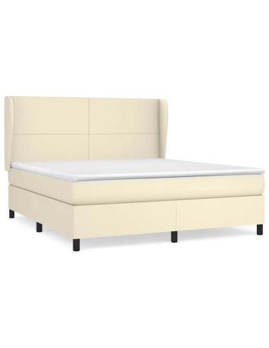 Giroletto a Molle con Materasso Crema 160x200 cm in Similpelle