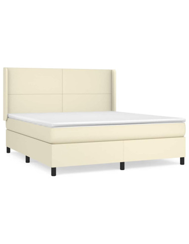 Giroletto a Molle con Materasso Crema 160x200 cm in Similpelle