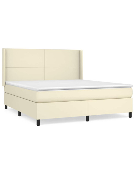 Giroletto a Molle con Materasso Crema 160x200 cm in Similpelle