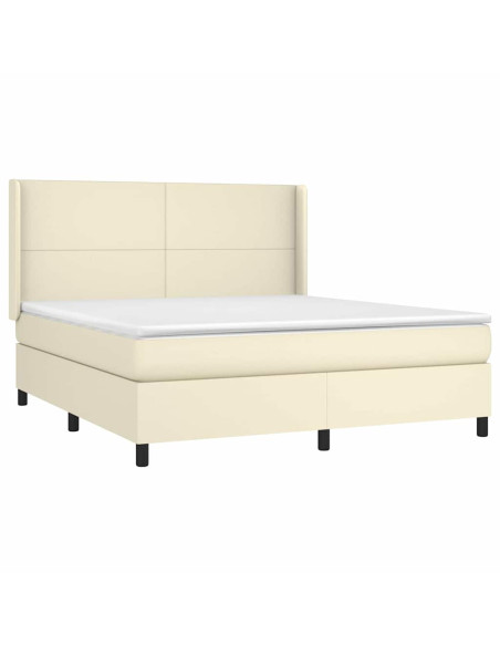 Giroletto a Molle con Materasso Crema 160x200 cm in Similpelle