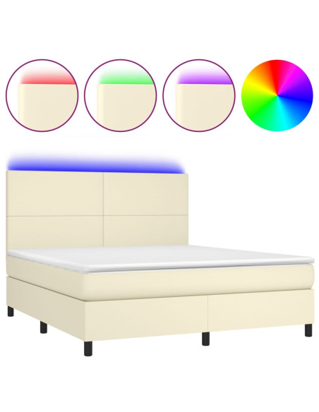 Giroletto a Molle con Materasso e LED Crema 160x200 cm