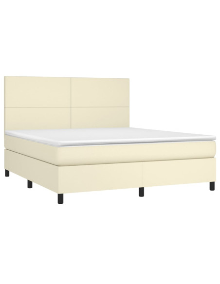 Giroletto a Molle con Materasso e LED Crema 160x200 cm
