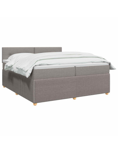 Letto box spring con materasso Tortora 200 x 200 cm Tessuto