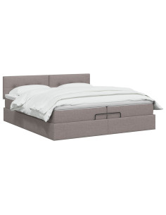 Letto ottomano con materasso Tortora 200 x 200 cm Tessuto 2