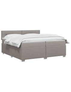Letto con Box Spring, Materasso e LED Tortora 200 x 200 cm 2