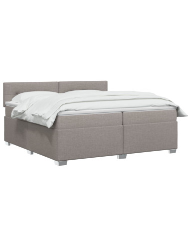 Letto con Box Spring, Materasso e LED Tortora 200 x 200 cm