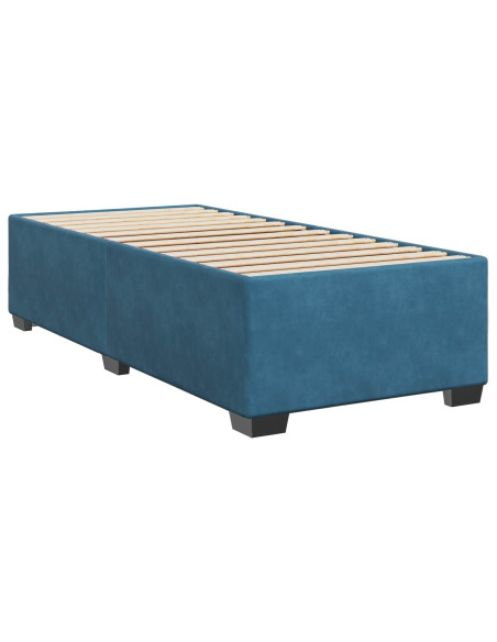 Letto con Box Spring, Materasso e LED Blu 90 x 190 cm Velluto