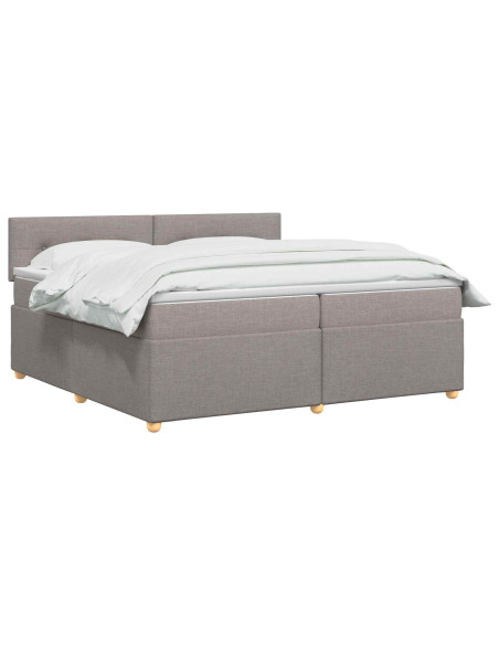 Letto box spring con materasso Tortora 200 x 200 cm Tessuto