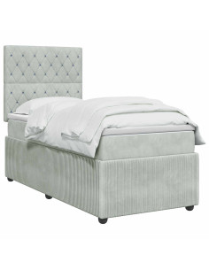 Letto box spring con materasso Grigio Chiaro 100 x 200 cm 2