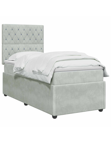 Letto box spring con materasso Grigio Chiaro 100 x 200 cm