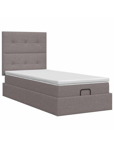 Letto ottomano con materasso Tortora 100 x 200 cm Tessuto