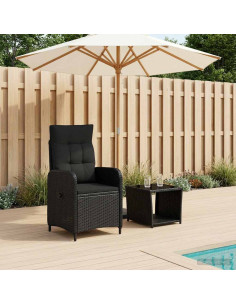 Set Lounge da Giardino 2 pz Nero