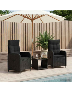 Set Lounge da Giardino 3 pz Nero