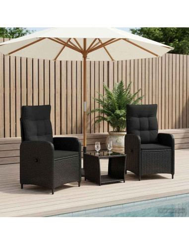 Set Lounge da Giardino 3 pz Nero