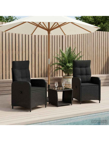 Set Lounge da Giardino 3 pz Nero