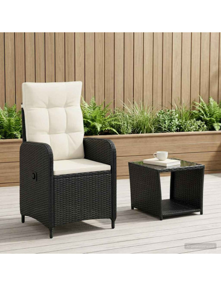 Set Lounge da Giardino 2 pz Nero e Bianco Crema