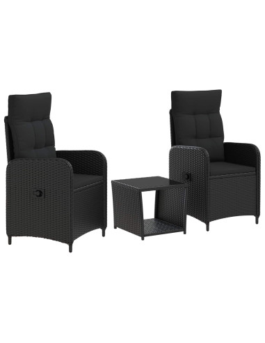 Set Lounge da Giardino 3 pz Nero