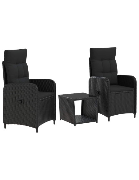 Set Lounge da Giardino 3 pz Nero