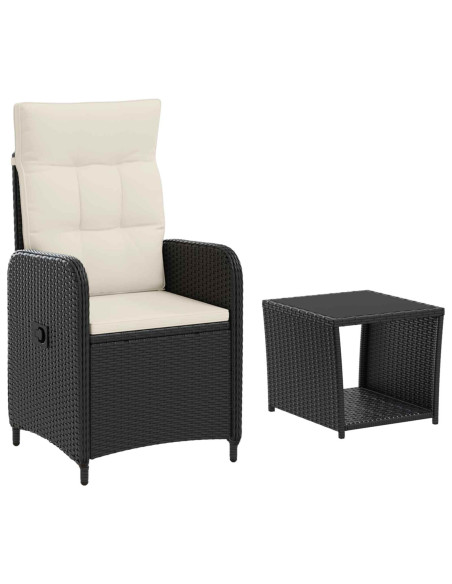 Set Lounge da Giardino 2 pz Nero e Bianco Crema