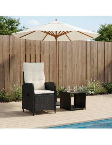 Set Lounge da Giardino 2 pz Nero e Bianco Crema