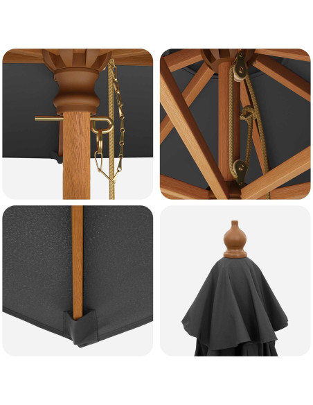 Ombrello da giardino Ø 300 x 248 cm Legno di Eucalipto Massello