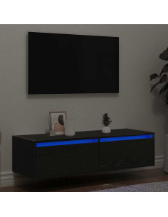 Mobile Porta TV con Luci LED Rovere Nero 100X35,5x25 cm