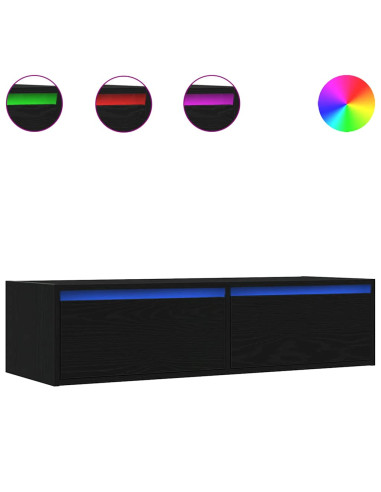 Mobile Porta TV con Luci LED Rovere Nero 100X35,5x25 cm