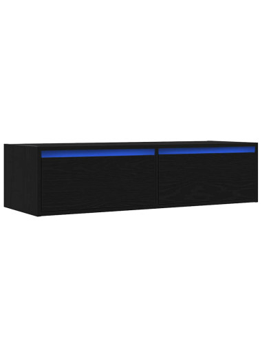 Mobile Porta TV con Luci LED Rovere Nero 100X35,5x25 cm
