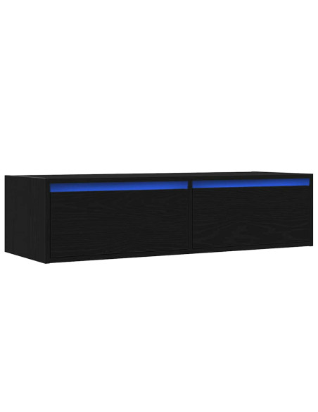 Mobile Porta TV con Luci LED Rovere Nero 100X35,5x25 cm