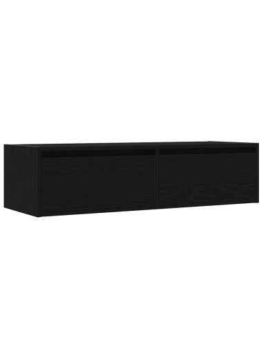 Mobile Porta TV con Luci LED Rovere Nero 100X35,5x25 cm