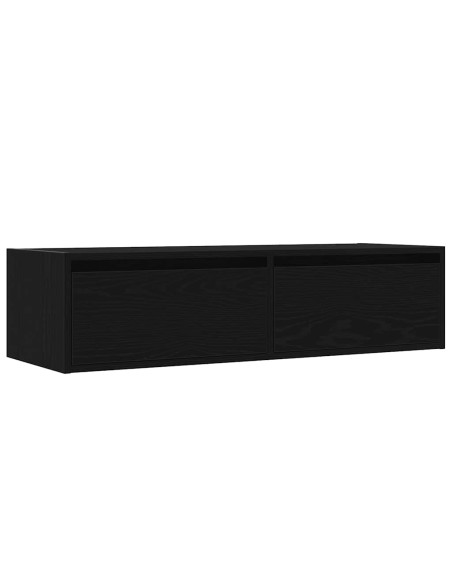 Mobile Porta TV con Luci LED Rovere Nero 100X35,5x25 cm